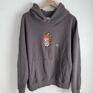 Aeropostale Charcoal Hoodie with Dice and Flames